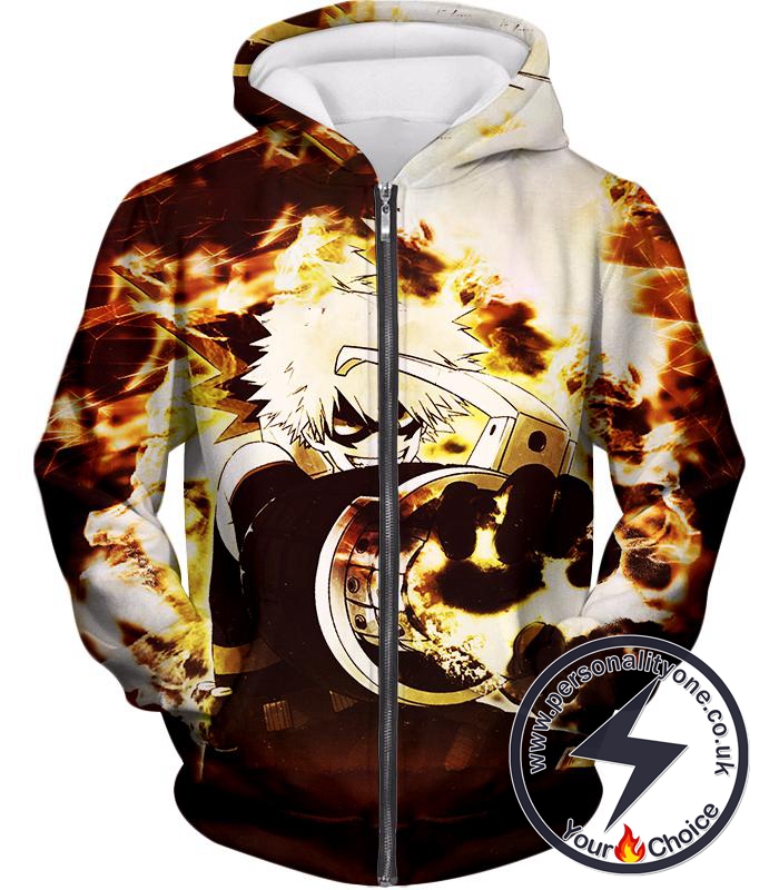 My Hero Academia Burning Flames Bakugo Katsuki Action Zip Up Hoodie